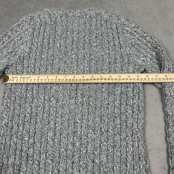 Vintage L.L. Bean Sweater Womens Medium Chunky Cable Knit Pullover Grey LL Slim - Picture 8 of 10